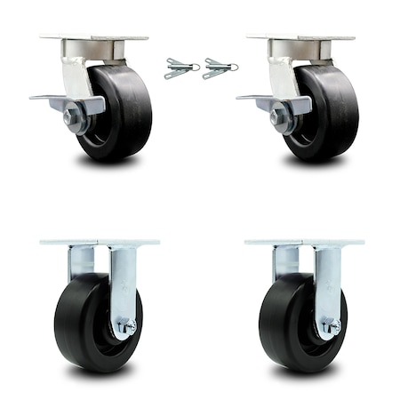 Service Caster 5 Inch Kingpinless Polyolefin Wheel Caster Swivel Locks 2 Rigid SCC, 2PK SCC-KP30S520-POR-BSL-2-R-2